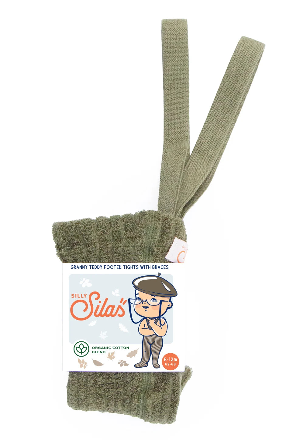 Silly Silas Granny Teddy footed tights (GOTS) olive