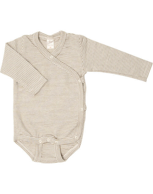 Lilano Langarm-Wickelbody Wolle/Seide khaki