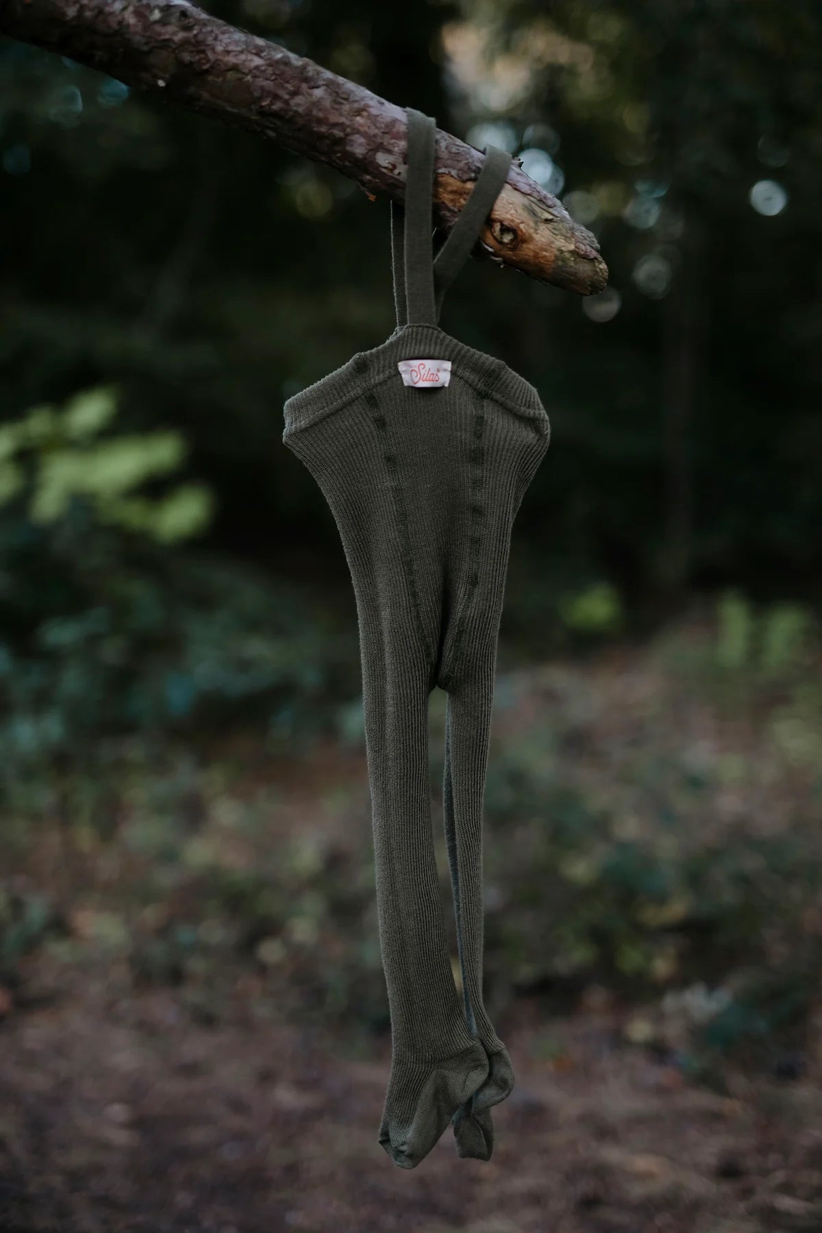 Silly Silas Footed Cotton Tights (GOTS) olive