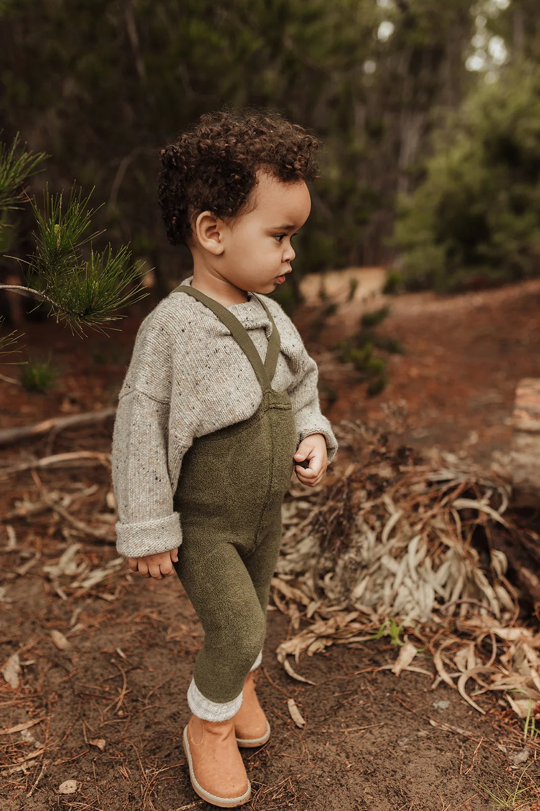 Silly Silas Teddy footless tights (GOTS) olive