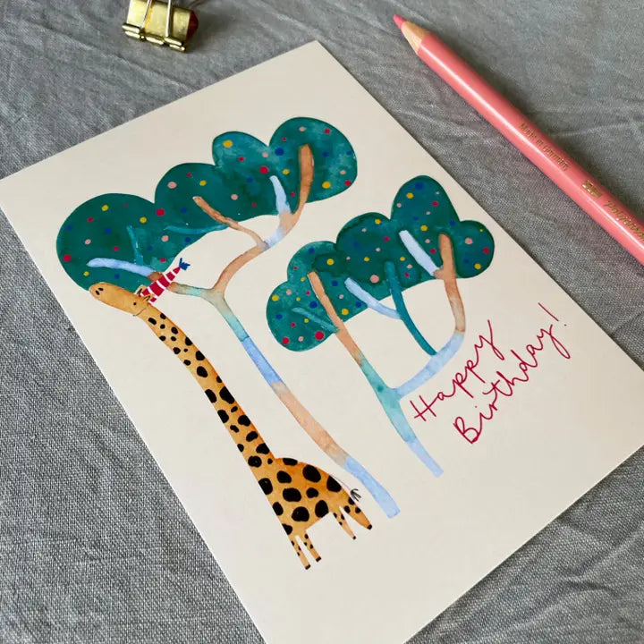 Hannahs Firlefanz - Postkarte Happy Birthday Giraffe