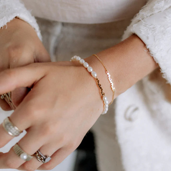 Mama Collection Pearltime Echt Perlen Armband 18k vergoldet 925 Silber Geschenk Eleganz x lisaceeline