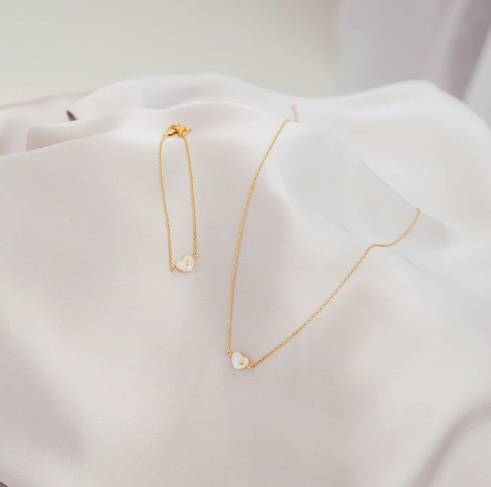 Mama Collection Herz im Herz Kette Schwangerschafts Kollektion x Fertility Perlmutt 925 Silber 18k vergoldet
