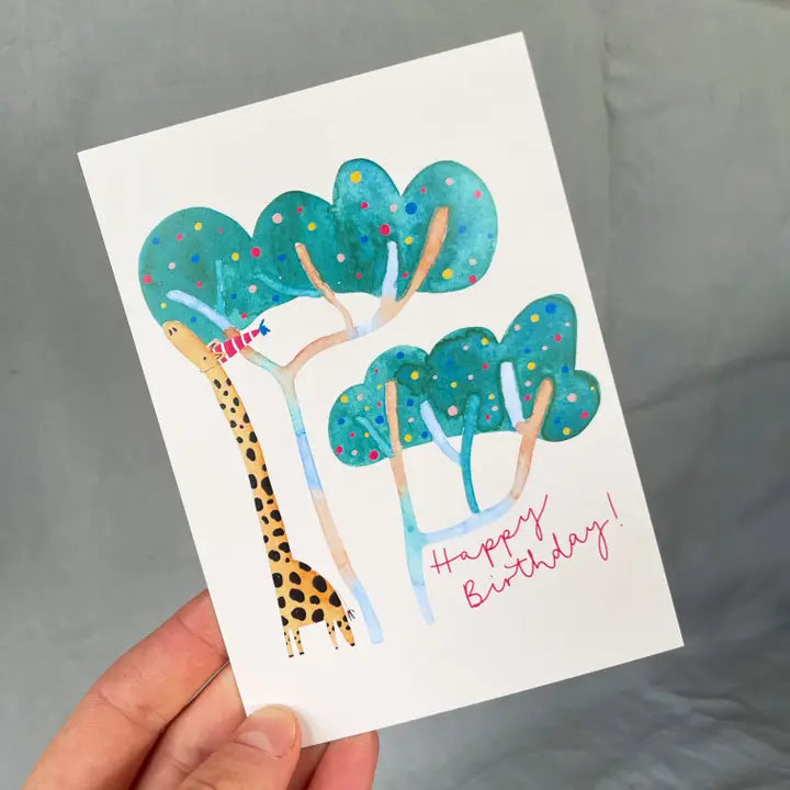 Hannahs Firlefanz - Postkarte Happy Birthday Giraffe