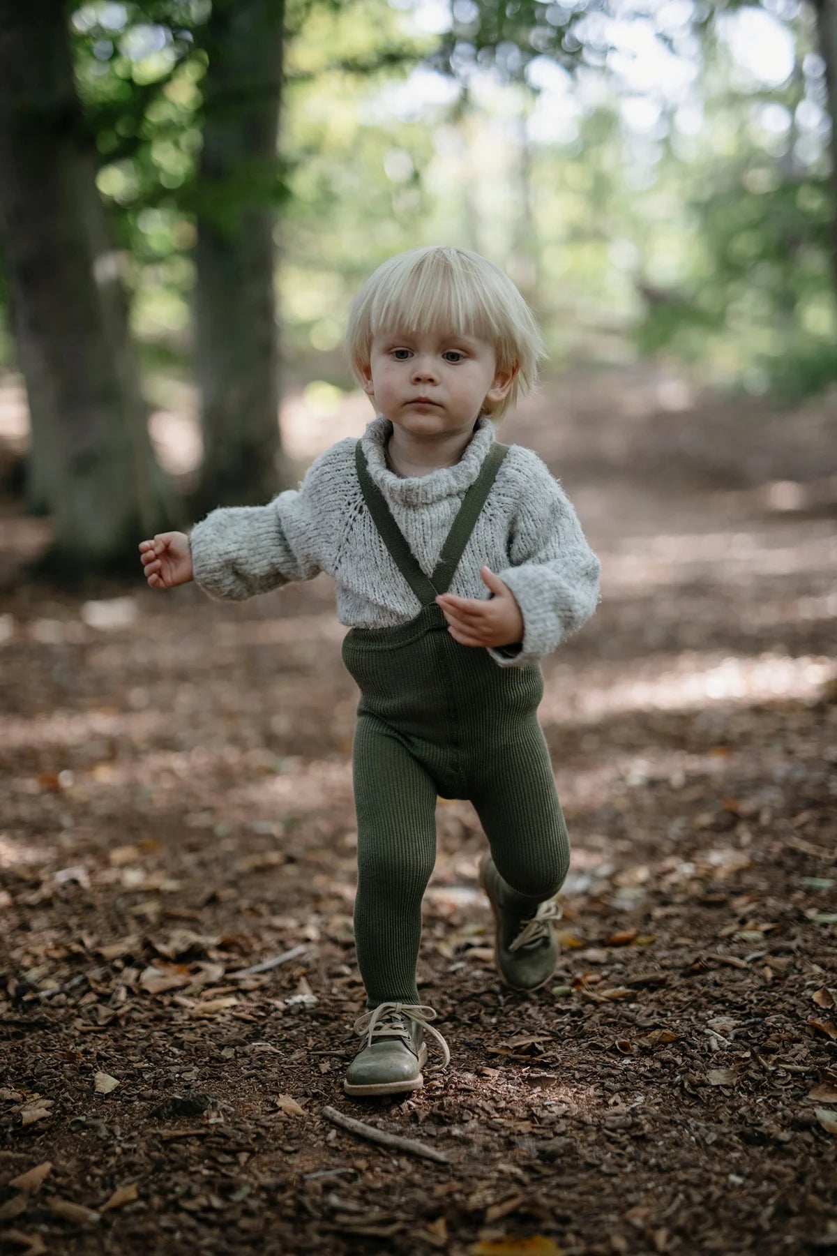 Silly Silas Footed Cotton Tights (GOTS) olive