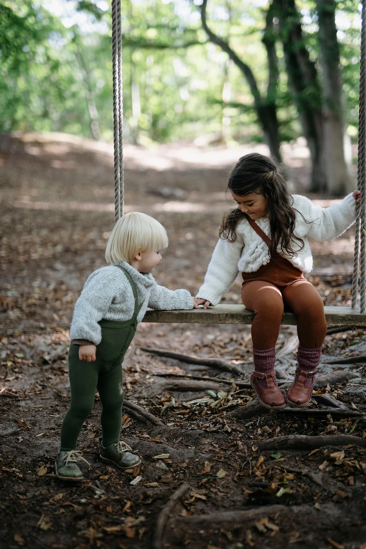 Silly Silas Footed Cotton Tights (GOTS) olive
