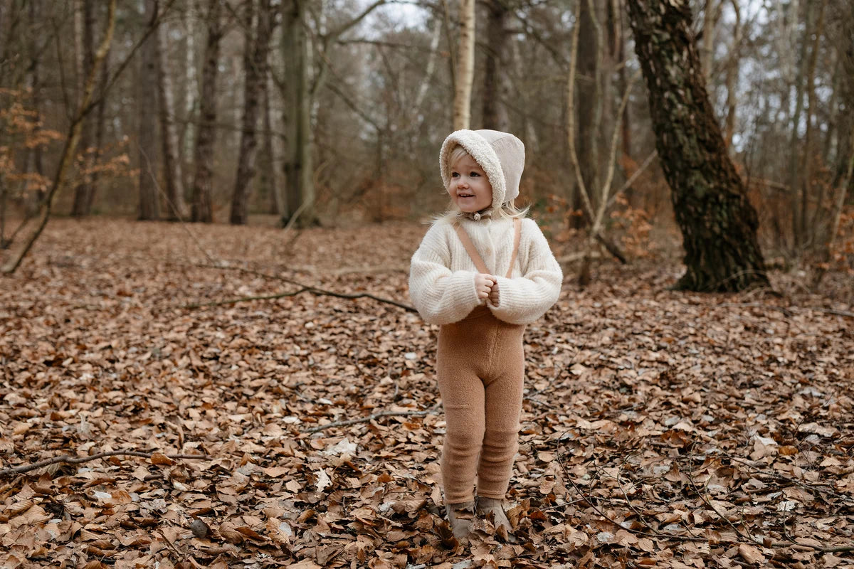 Silly Silas Teddy footed tights (GOTS) light brown