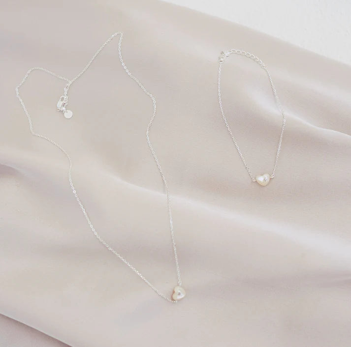 Mama Collection Herz im Herz Kette Schwangerschafts Kollektion x Fertility Perlmutt 925 Silber