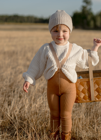 Silly Silas Wooly footed tights (GOTS) Capuccino