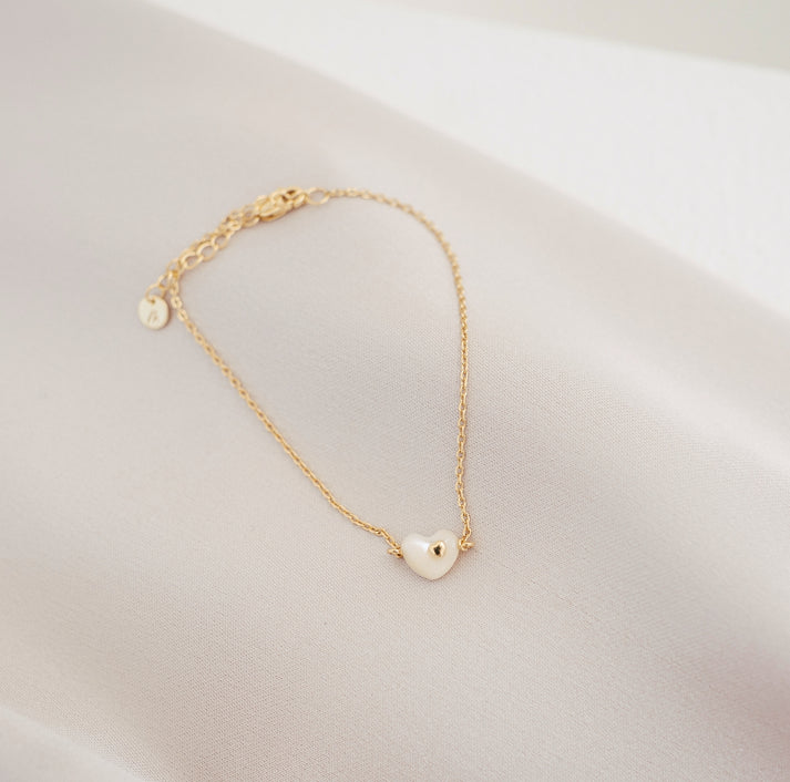 Mama Collection Herz im Herz Armband Schwangerschafts Kollektion x Fertility Perlmutt 925 Silber 18k vergoldet