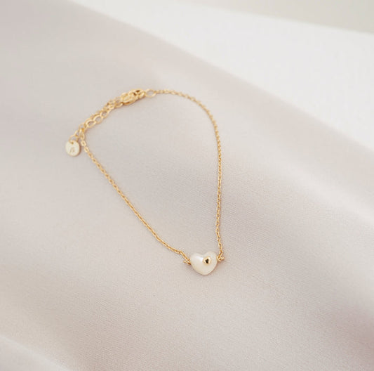 Mama Collection Herz im Herz Armband Schwangerschafts Kollektion x Fertility Perlmutt 925 Silber 18k vergoldet