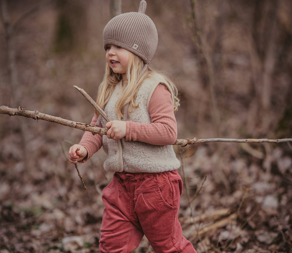 Alwero - Bodywarmer "TYB" Junior, Biowolle, SANDY BROWN mit HERZ, ultra light, SPECIAL EDITION