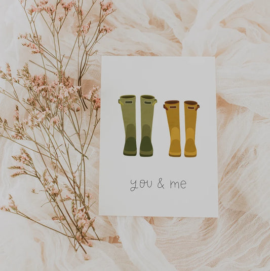 Thilda & Theo Postkarte - Gummistiefel you & me