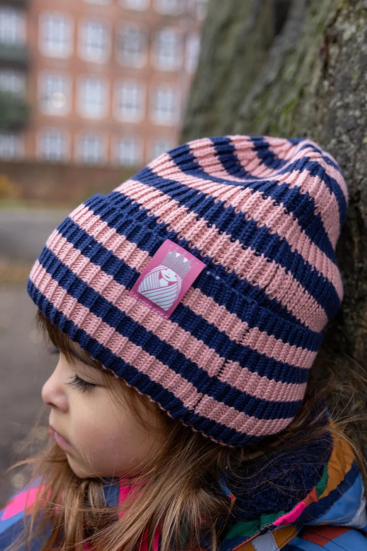 Danafae Daneby Cotton Beanie Dark Navy/Ancient Rose PRINSESSE