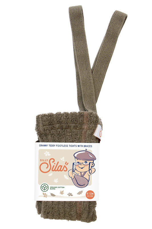 Silly Silas Grany Teddy footless tights (GOTS) seaweed Brown