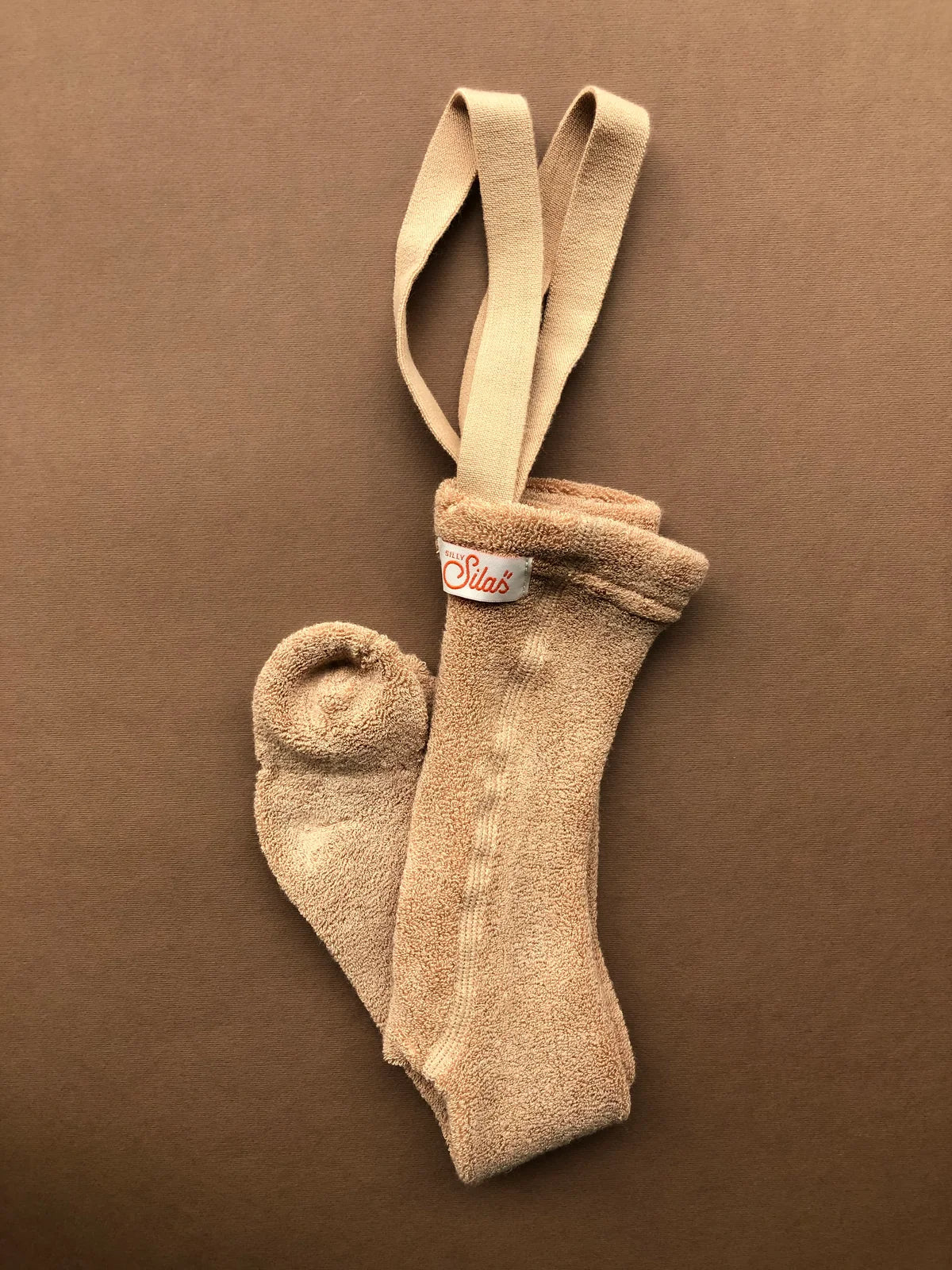 Silly Silas Teddy footed tights (GOTS) light brown