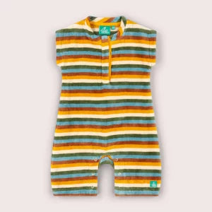 Little Green Radicals - Regenbogengestreifter Handtuch-Onesie