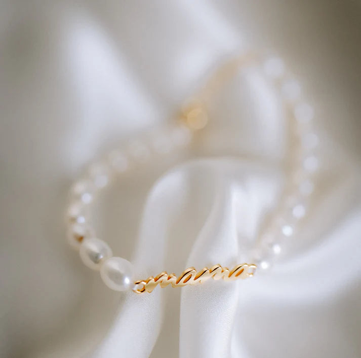 Mama Collection Pearltime Echt Perlen Armband 18k vergoldet 925 Silber Geschenk Eleganz x lisaceeline