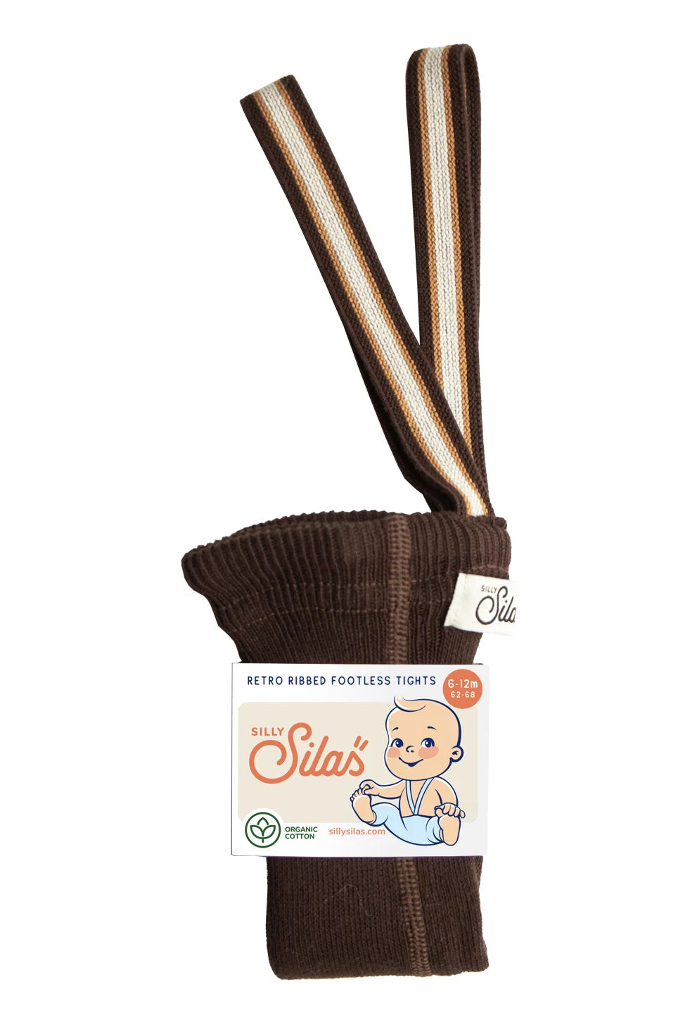 Silly Silas Footless Cotton Tights (GOTS) chocolate brown striped