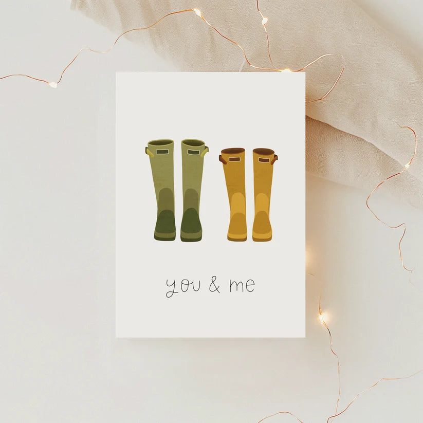 Thilda & Theo Postkarte - Gummistiefel you & me