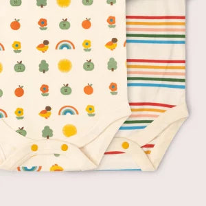 Little Green Radicals - Vintage Rainbow Organic Baby-Body 2-Pack