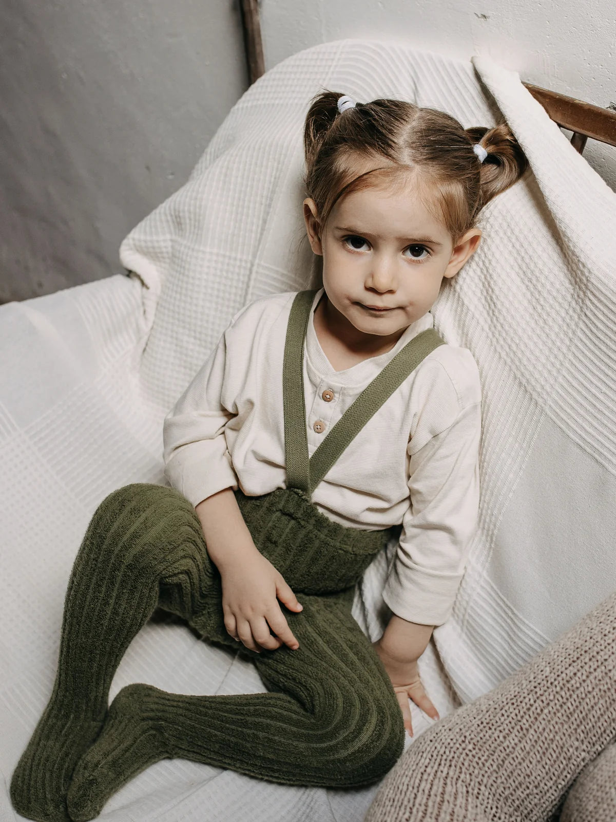 Silly Silas Granny Teddy footed tights (GOTS) olive