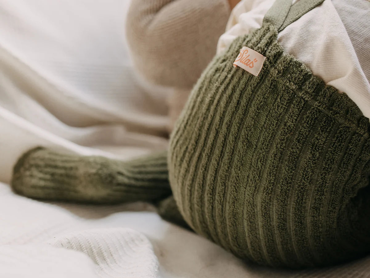 Silly Silas Granny Teddy footed tights (GOTS) olive