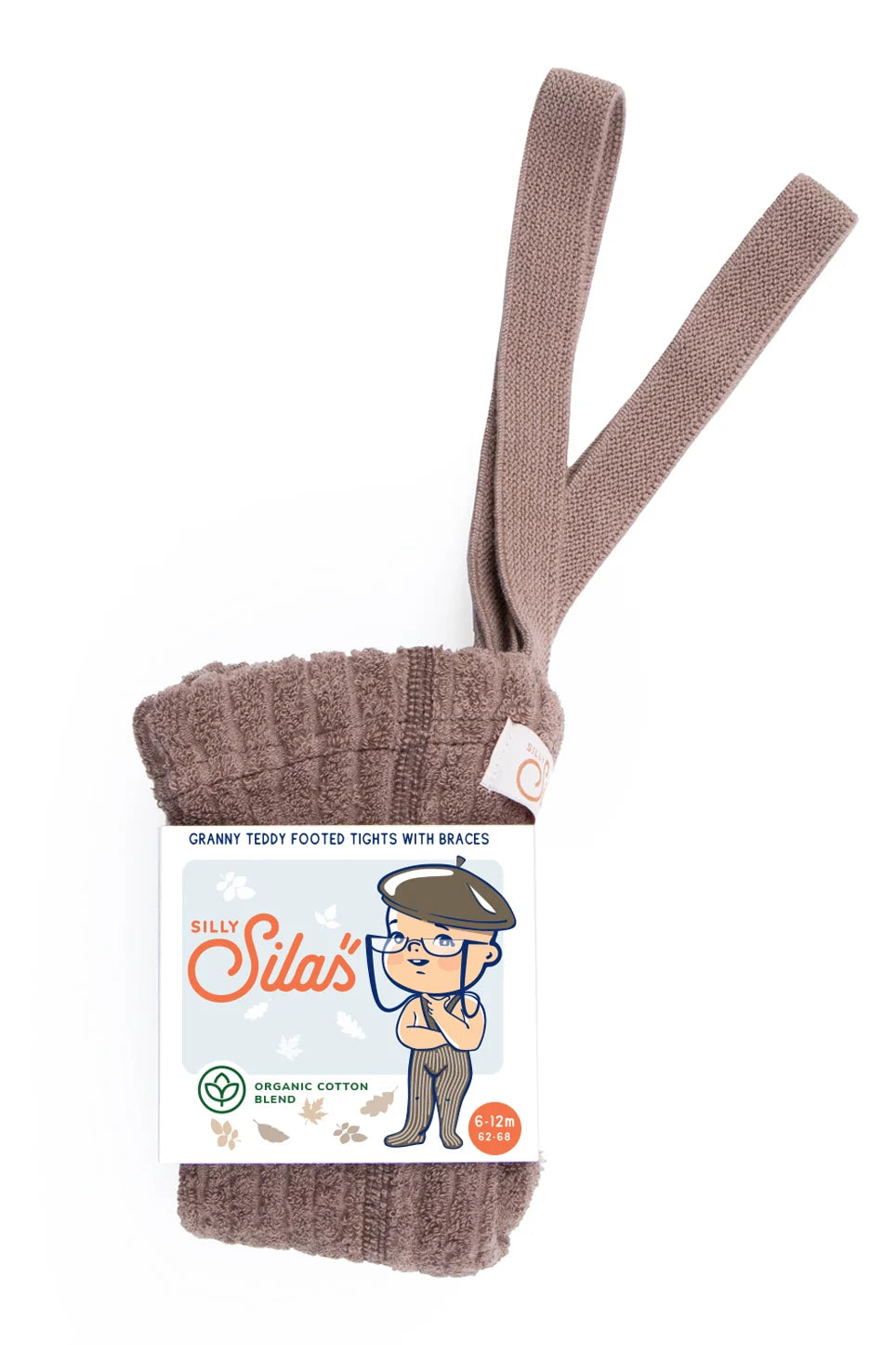Silly Silas Granny Teddy footed tights (GOTS) granola
