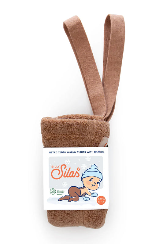 Silly Silas Teddy footed tights (GOTS) light brown