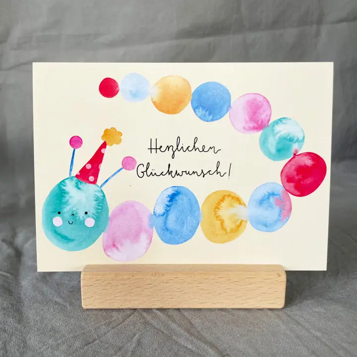 Hannahs Firlefanz - Postkarte Herzlichen Glückwunsch Raupe