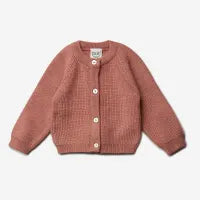 Puri organic cardigan Perlfangstrick clay