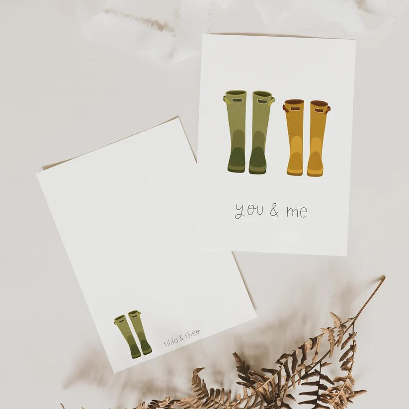 Thilda & Theo Postkarte - Gummistiefel you & me