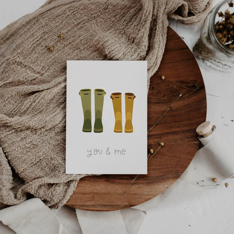 Thilda & Theo Postkarte - Gummistiefel you & me