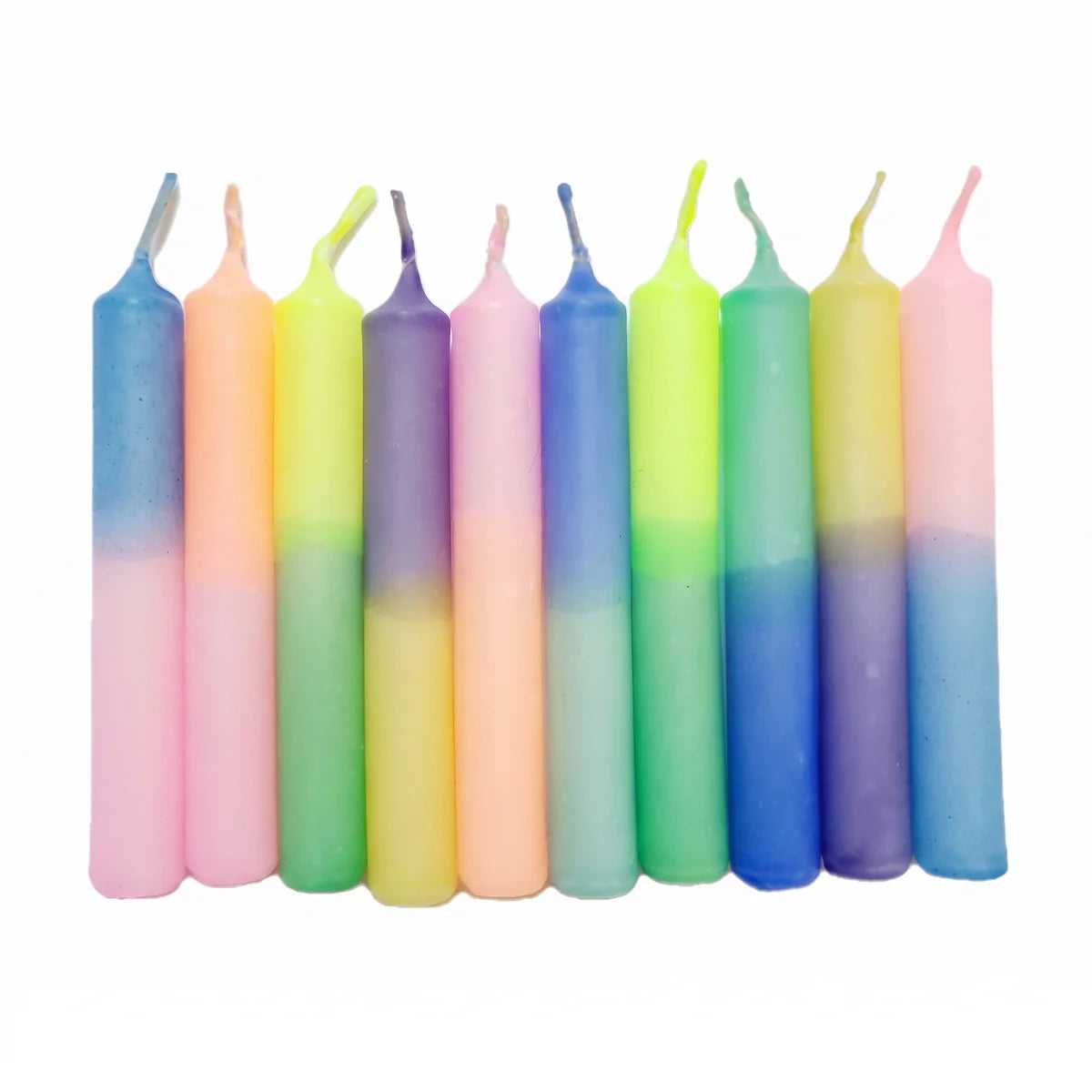 Glowybox GLOWYBOX Geburtstagskerzen für Kerzenring neon dip Dye Kerzen regenbogen pastell