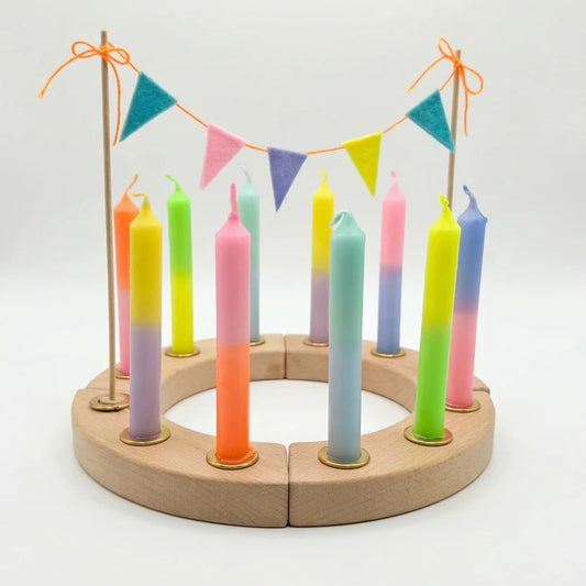 Glowybox Kleiner Kerzenring für Geburtstagskerzen Jahreszeitenring Tischdekoration für Kindergeburtstag