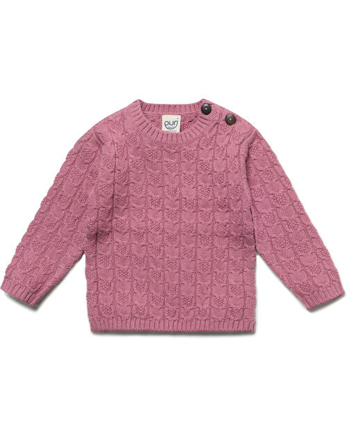 Puri organic Pullover Aranstrick granatapfel